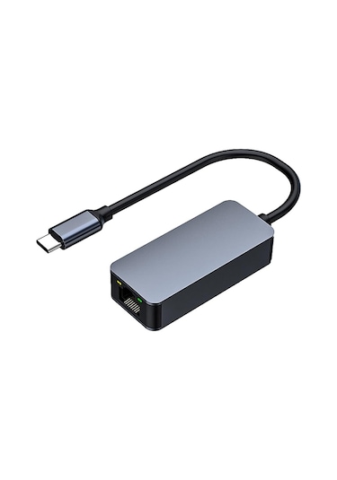 JFIND Usb Type C Adaptör RJ45 Ethernet Dönüştürücü Metalik Gri