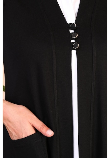 Kadin Buyuk Beden Tesettur Yelek Düğmeli Ve Cepli Esnek Yelek 001