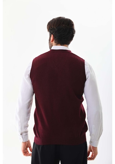 Günay Erkek V Yaka Yün Süveter 0108 Bordo