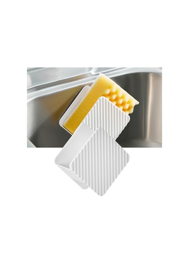 Shineyee Beyaz Duvar Montajlı Mutfak Aletleri Depolama Rafı - Delme Yok Kurulum, Suda Tüpü, Fırça Ve Çelik Teli Topları İçin, Su Akıtma Özelliği İle Hijyenik Korumalı Ps Malzeme Beyaz