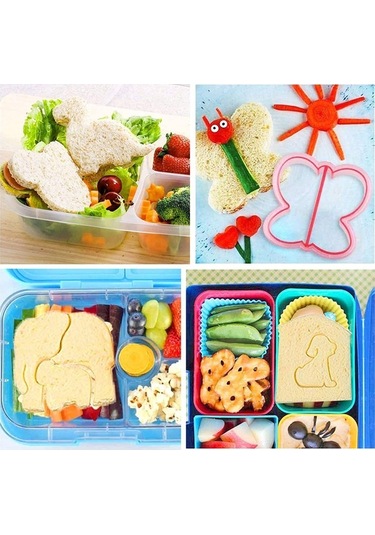 Novahub Eğlenceli Okul Yemekleri İçin Çocuk Sandviç Seti - 32 Parça, Renkli Çok Renkli