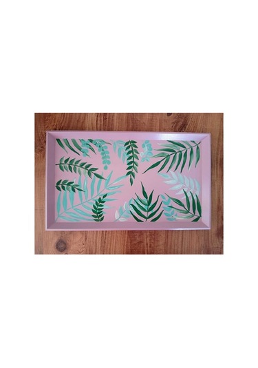 El Boyaması Ahşap Tepsi Küçük Boy Pudra