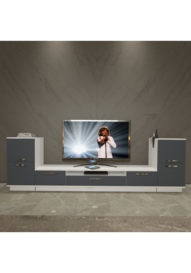 Decoraktiv Trendstyle On2 Mdf Tv Ünitesi Tv Sehpası Beyaz - Antrasit