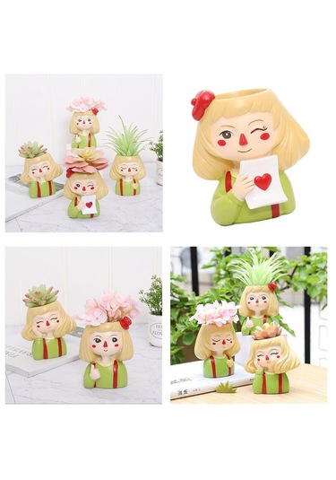 Suntek Kafa Heykel Etli Kaktüs Saksı Bitki Saksıları Ev Dekor