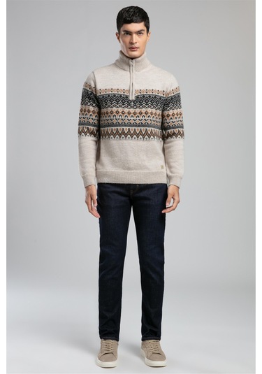 Ground Erkek Dik Yaka Kazak-21057 Bej