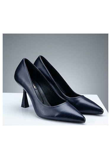 Gencer Leather Hakiki Deri Stiletto Ayakkabı Siyah Siyah