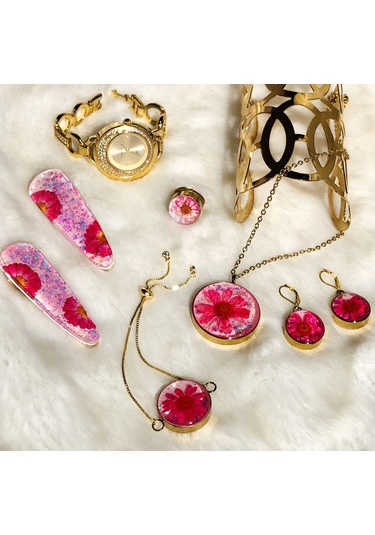 Ronik Altın Kaplama Kolye Küpe Bileklik Yüzük ve Saç Tokası Altın