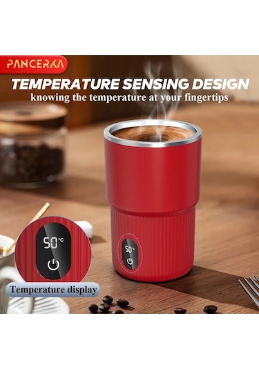 Elmpaly Pancerka Otomatik Karıştırmalı Manyetik Usb Şarjlı Kahve Termosu 316 Sus Beyaz