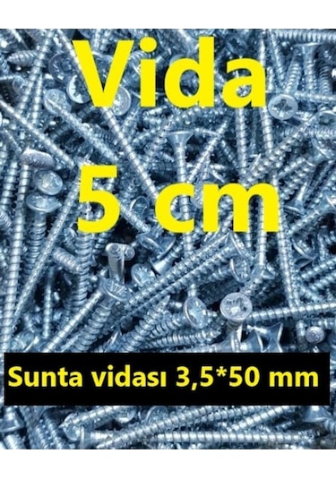 Vida 5 cm (250 adet) - ağaç - ahşap - sunta vidası 3.5x50 mm