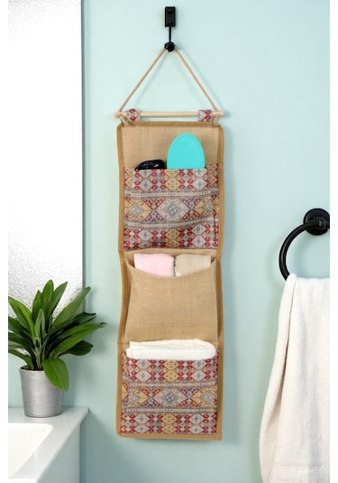 İronika Jüt Kumaş Dolap İçi Organizer Oyuncak Kutusu Eşya Çamaşır Saklama Sepeti Düzenleyici Kutu 5li Set Kahverengi