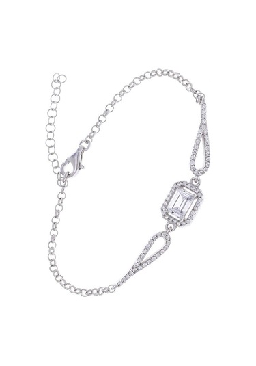 Nagiss Baget Zirkon Taşlı Trapez Model 925 Ayar Gümüş Kadın Bileklik