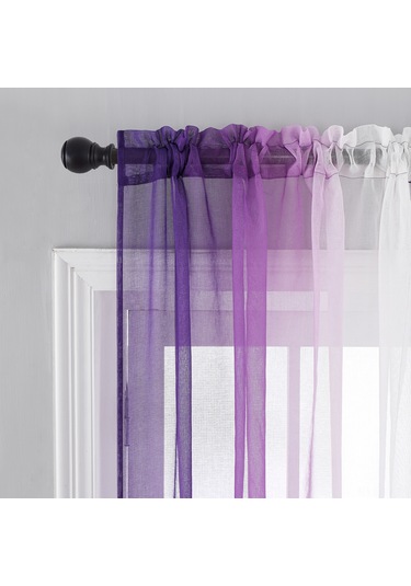 Teltree Lila Renkli Sol-sağ Degrade Dokuma Perde, 1.32m Genişlik X 1.6m Uzunluk, Işık Filtreleyici, 2 Adet