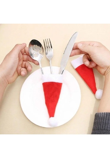Merry Christmas Dekorasyon 2023 Noel Sofra Çanta Tutucu Noel Şapka Çatal Bıçak Çatal Çanta Noel Süs Dekor 10