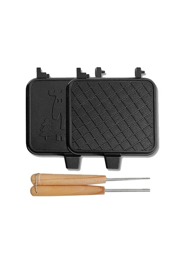 Çift Taraflı Sandviç Tavası Yapışmaz Izgara Kızartma Tavası Ekmek Tostu İçin Siyah