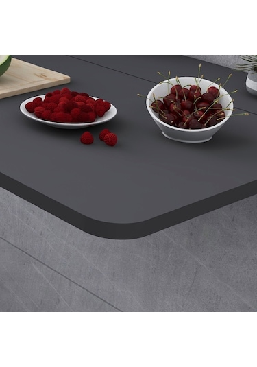 60x110 Cm Antrasit Sabit Raflı Duvara Monte Kırma Katlanır Masa