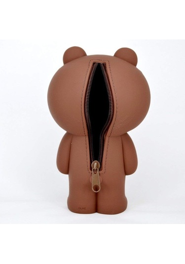 Sevimli 3 Boyutlu Ayı Şeklinde Silikondan Yapılmış Kalemlik Ve Okul Malzemeleri Saklama Kutusu - Pratik Ve Şık Tasarım Kahverengi