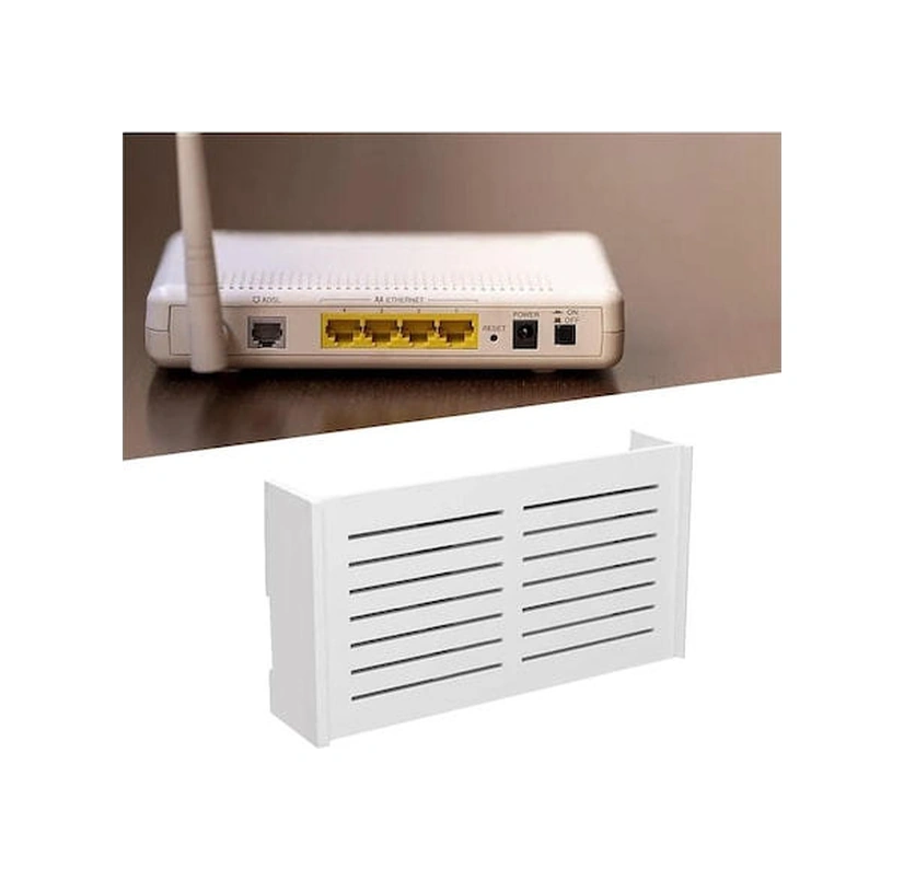 Xiyyadms Küçük Perde Desenli Duvarlı Depolama Kutusu - Deliksiz Router Ve Tv Aygıtı Tutucu, Ev Ofis Wi-fi Gizleme Rakı, Evcil Kullanım Beyaz