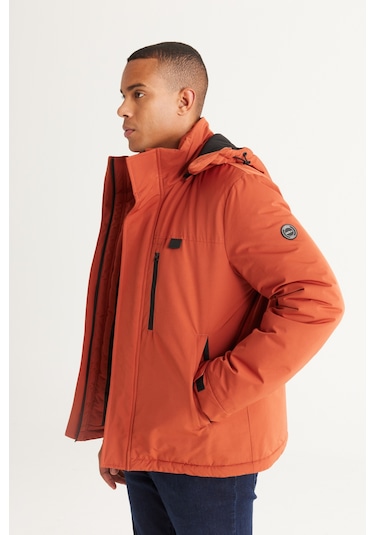 Ac&Co / Altınyıldız Classics Erkek Kıremıt Standart Fit Normal Kesim Kapüşonlu Mont Kıremıt Kiremit