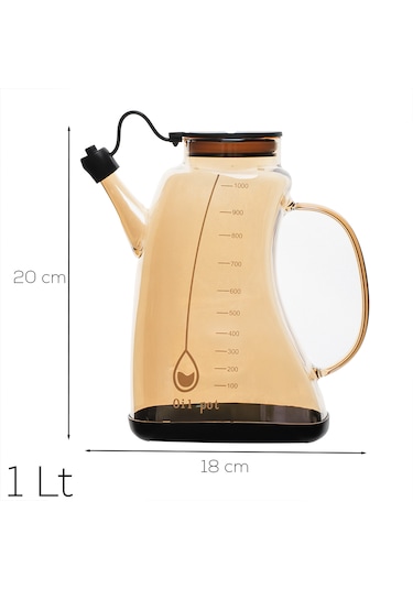 Porsima 3855-1 Şeffaf Borosilikat Cam Zeytinyağ Şişesi - Yağlık Ve Sirkelik Siyah 1lt Siyah-şeffaf