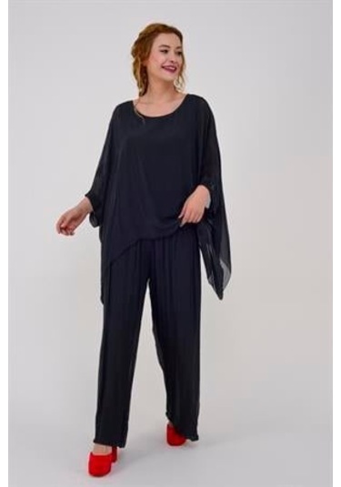 İtalyan Yarasa Kol İpek Bluz-8869 Antrasit