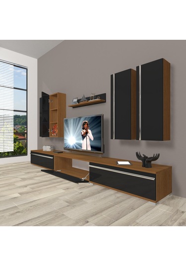 Decoraktiv Eko 8d Mdf Tv Ünitesi Tv Sehpası Ceviz - Siyah
