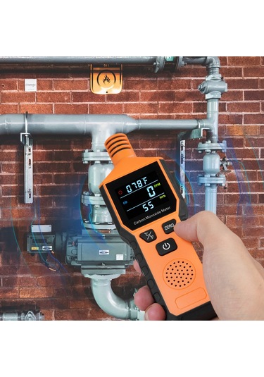 Geeksen Co801 El Tipi Karbon Monoksit Tespit Cihazı, Sıcaklık Ve Nem Gösterimi, Ev/outdoor/karavan Uyumlu, Turuncu, Pil Dahil Değil
