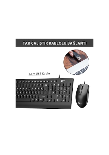 Lecoo CM103 USB Kablolu Türkçe Q Klavye & Mouse Set