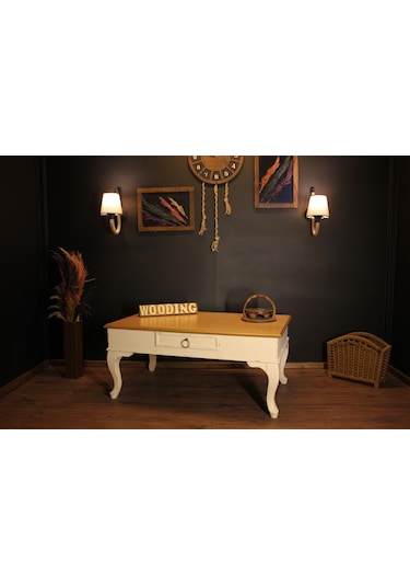 Wooding 100 Cm Masif Naturel Krem Orta Sehpa