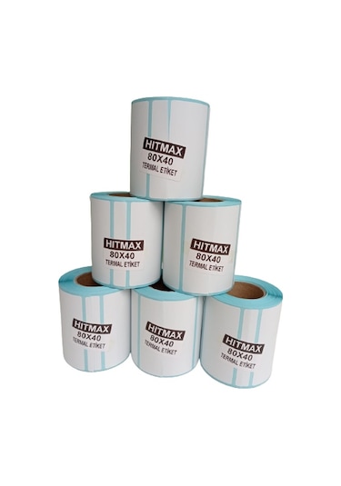 80X40 TERMAL ETİKET TOPLAM 6 RULO 1.KALİTE (TAM METRAJ)