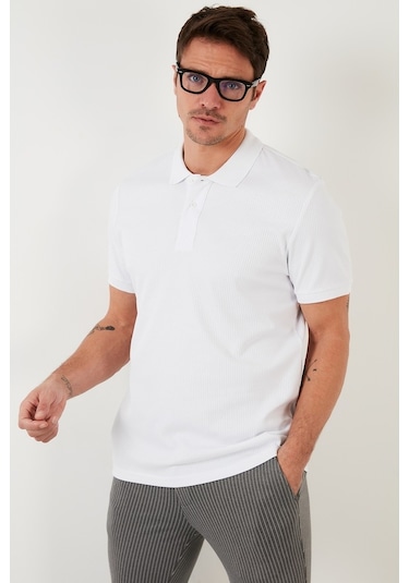 Buratti Pamuklu Regular Fit Düğmeli Erkek Polo Yaka T Shirt 5902281 Beyaz