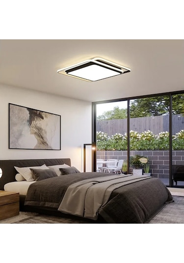 Sarmal Kare Tavan Lambası,modern Led Aydınlatma Siyah