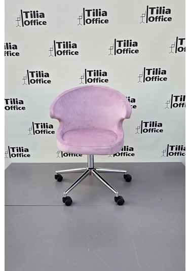 Coket Çalışma Koltuğu Krom Konik Ayak Pembe