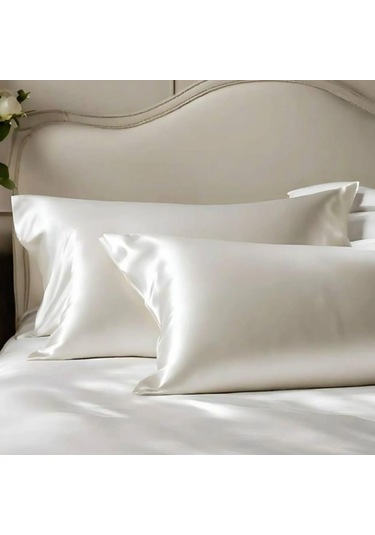 Antibakteriyel Terletmeyen İpek Saten Yastık Kılıfı 2'li 50x70 Beyaz Beyaz