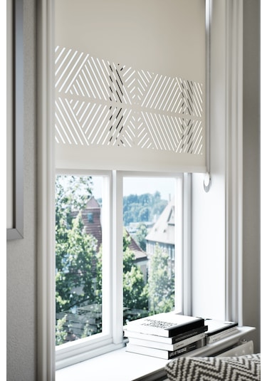 Lazer Kesim Mat Stor Perde, Lazer Kesimli Klasik Serisi, C-2001 Beyaz Renk Beyaz