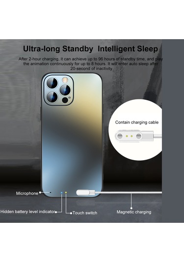 Vkemall  13 Pro Max Uyumlu Model 3: Şarj Edilebilir Pc+tpu Kılıf, Dinamik Işıklı Animasyon, Tam Yönlü Darbe Ve Çarpma Koruması