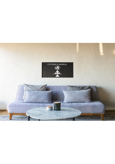 Ceteris Paribus Çerçeveli Tablo Denge Ve Uyumu Yansıtan Felsefi Ve Ekonomi Temalı Tasarım 30x42 Cm
