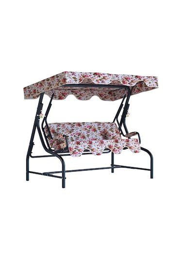Bahçe Salıncağı 3 Kişilik Metal Salıncak İngiliz Koruma Kılıfı Hediye Rose