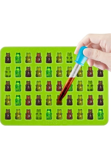 50 Gummy Yapıcı Oyuk Ayı Kalıbı Silikon Çikolata Şeker Buz Tepsisi Ave Yeşil