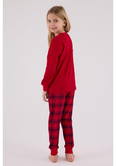 Rolypoly Kız Çocuk Uzun Kol Pijama Takım Kırmızı-1763 Kırmızı