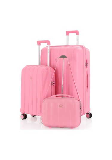 Mçs Polipropilen 3lü Valiz Seti Büyük & Kabin & Makyaj V305 S21yy1000082-set 00020 Pembe