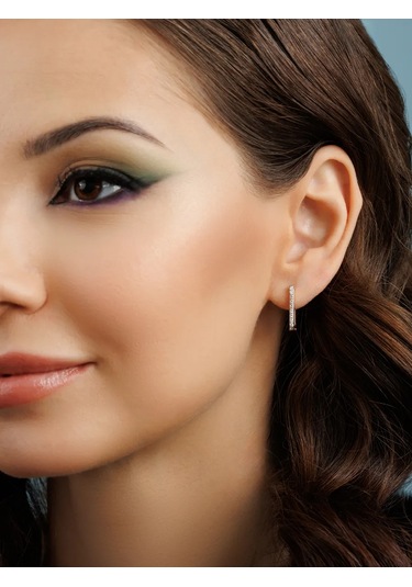 Veronika Kongolu Küpeler 925 Ayar Gümüş Geometrik Desenler 326181084 Altın