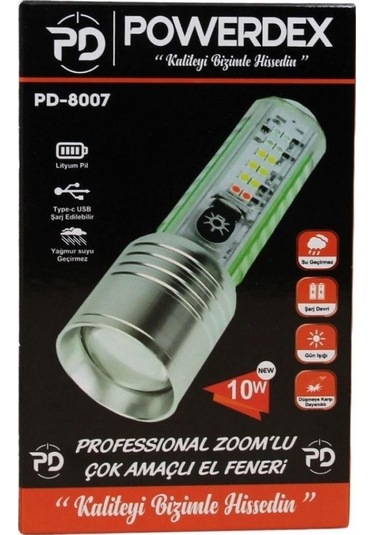 Powerdex Pd-8007 Zoomlu Çok Amaçlı El Feneri Gri