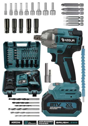 Assur ASR256 21V Çift Akü 350NM Somun Sıkma Sökme Mavi