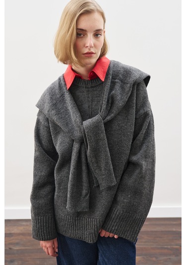 Chunky Oversıze Kazak Antrasit Antrasit