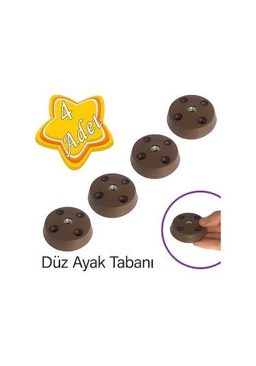4 Adet Düz Ayak Tabanı Kahverengi Mobilya Masa Sehpa Ayağı Bağlantı Aparatı Plastik