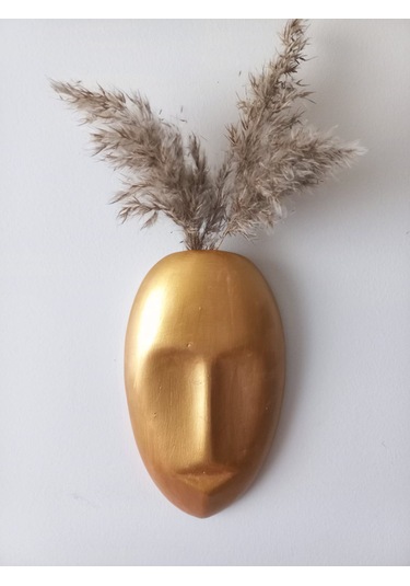 Dekoratif Mask Duvar Vazosu, Duvar Dekoru ,heykel Duvar Süsü,gold