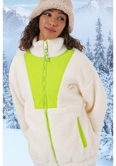 Bigdart 5194 Kadın Peluş Mont Ceket - Yeşil