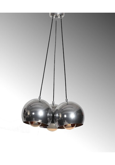 Luzarana Luna 3 Lü Krom Metal Gövde Tasarım Lüx Sarkıt Avize Çok Renkli