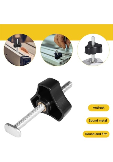 Xurunkeji 5 Set T Cıvata Topuz Takımı, T Vida Ve Plastik Topuz Somunu - Ağaç İşleme Aleti Jigs Vida Fikstürü, 1/4ın Ve T-ray İle Kullanım 15x13x5cm