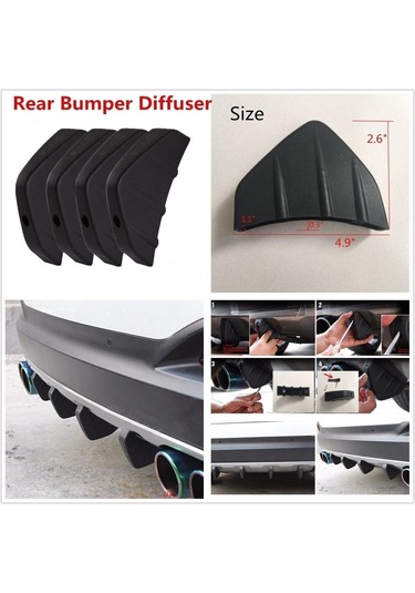 Yeni 1/4 Adet Evrensel Araba Arka Tampon Difüzör Köpekbalığı Yüzgeci Spoiler Arka Tampon 4